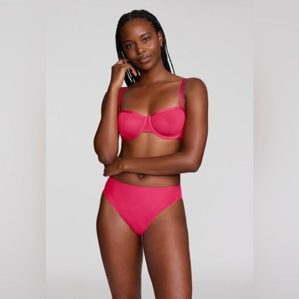 CUUP Hot Pink Underwire Balconette Bra and Bikini Set